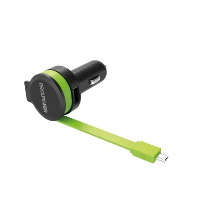 RealPower 257635 billaddare för mobil universell svart, grön