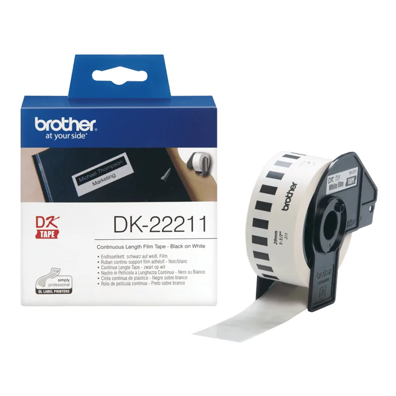 Etiketter Kontinuerlig plast 29mm 15,24m Vit
