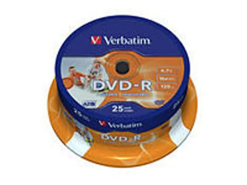 DVD-R media Verbatim 4.7 GB 16X, printable, 25-pack spindel