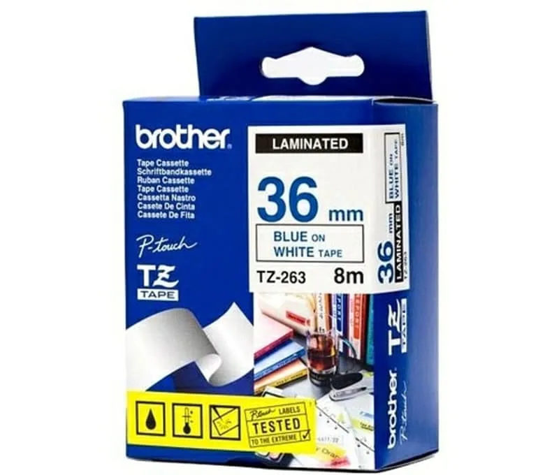 Märkband Tze263 36mm Blå/Vit Botten