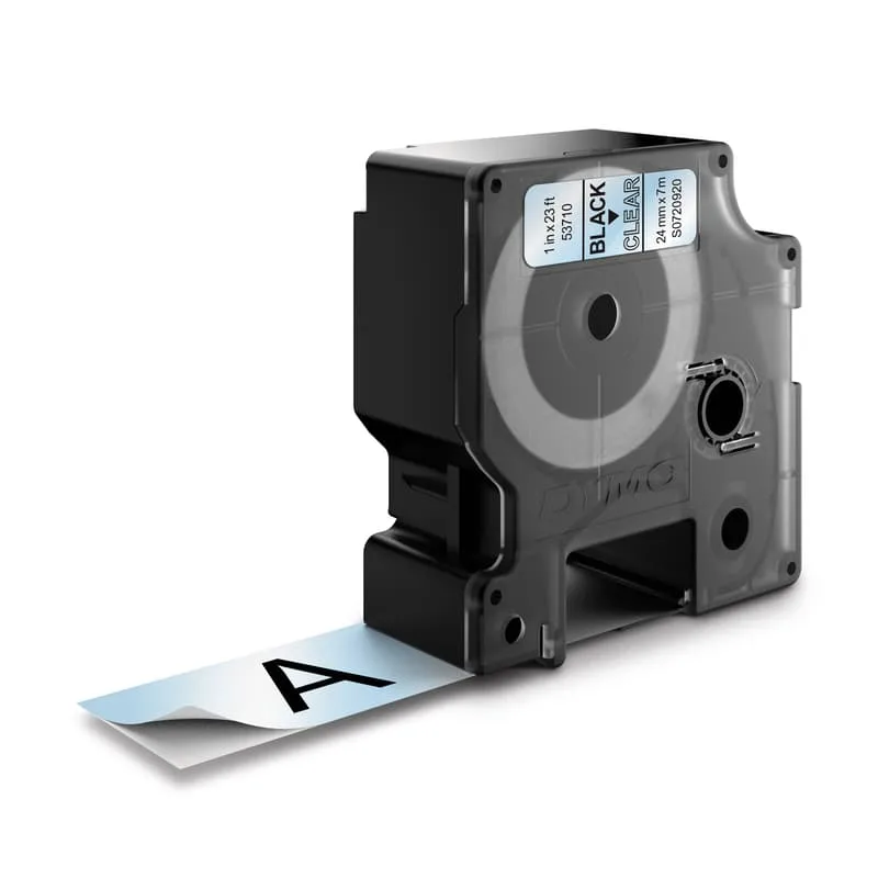 Tape D1 24mm Svart/Transparent