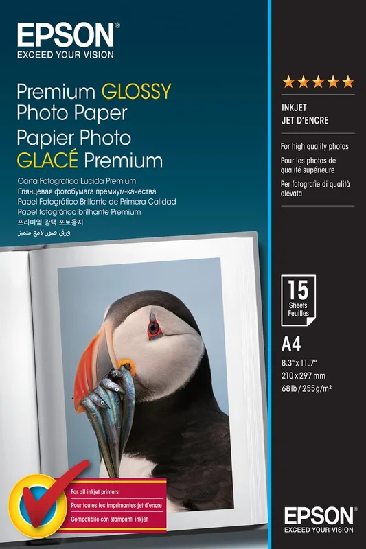 Epson Premium Glossy fotopapper A4 (15 ark)