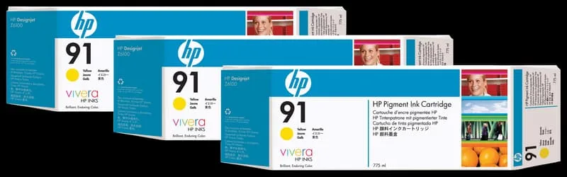 HP 91 - 3-pack - gul - original