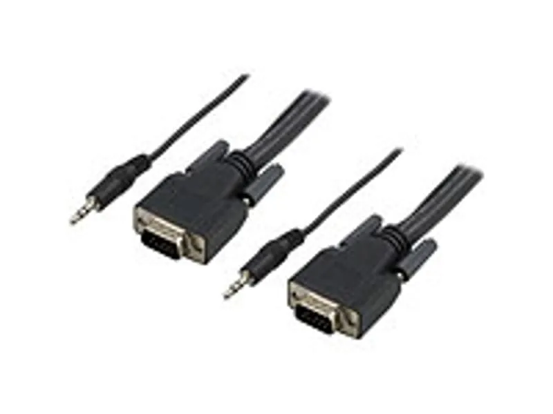 VGA-kablage dubbelskärmat HD15 ha-ha, 10 m, med 3,5mm ljud