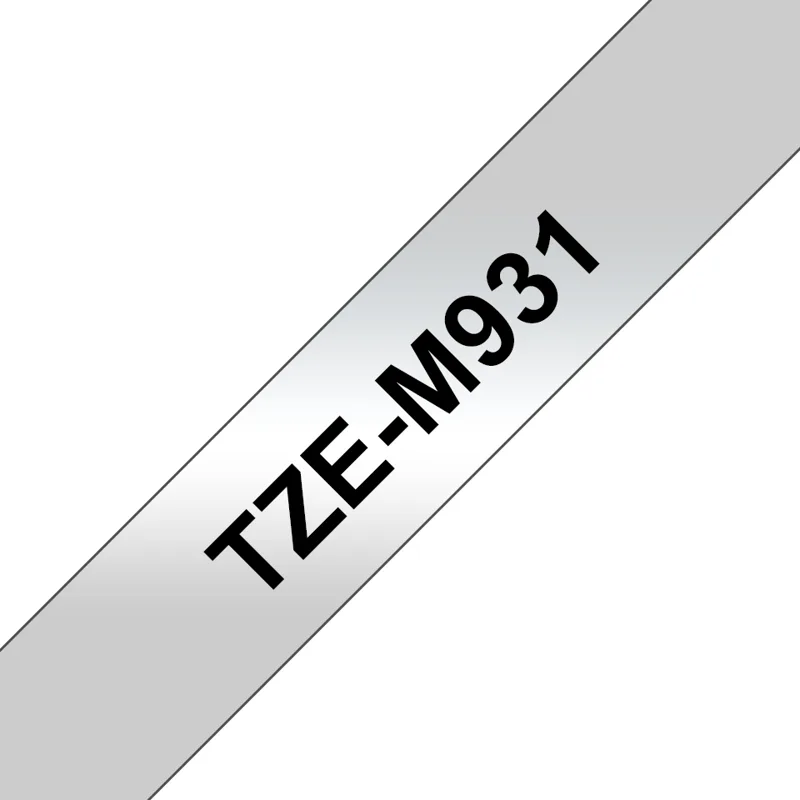 Brother Tze-M931 Etikett-Tejp svart På, silver