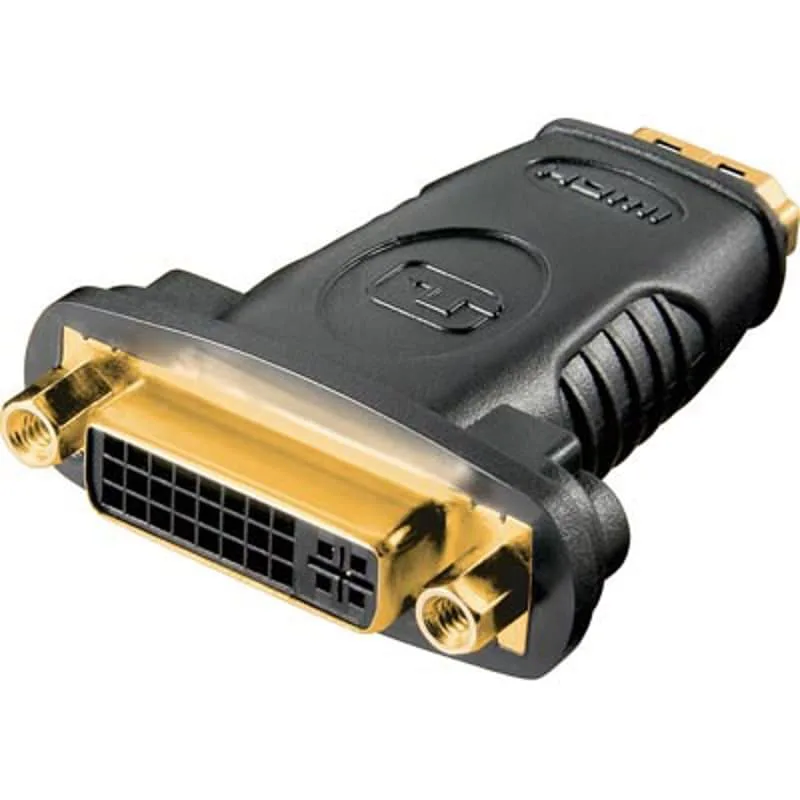 DELTACO HDMI-adapter, HDMI 19-pin hona till DVI-D hona, guldpläterad (HDMI-10A)