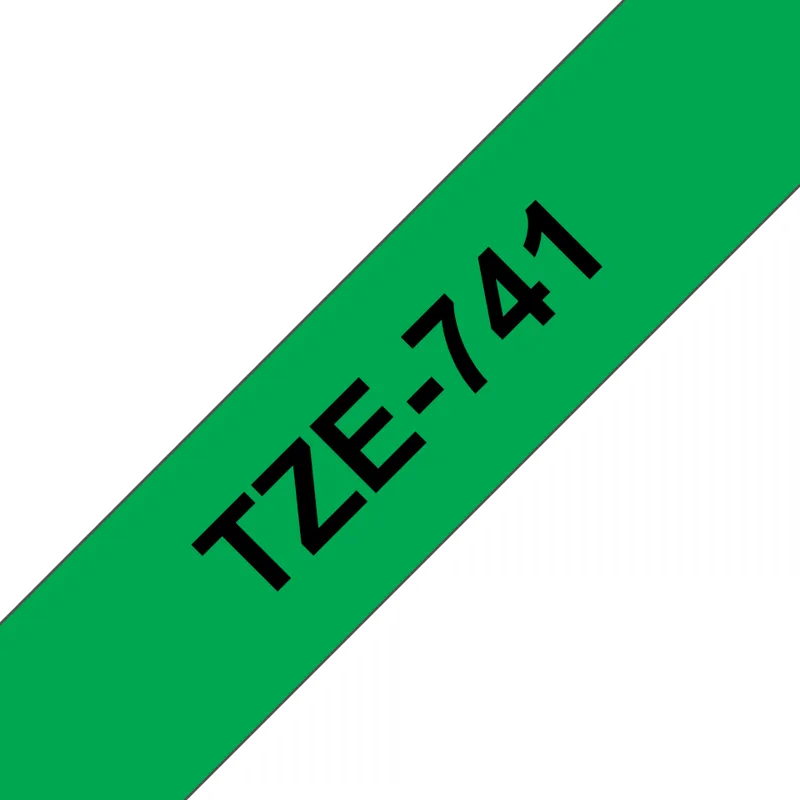 Brother Tape TZE-741 18mm Svart på Grön