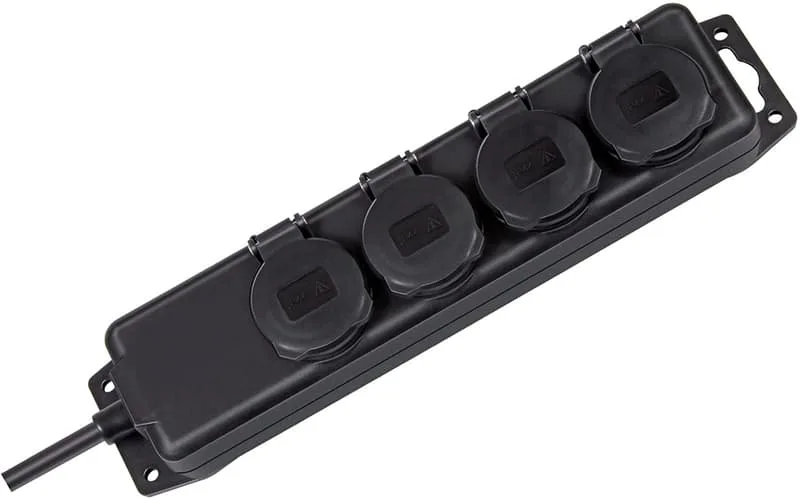 brennenstuhl Extension socket IP44 4-way black 2m H07RN-F 3G1,5