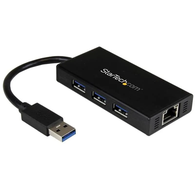 StarTech.com Bärbar USB 3.0-hubb med 3 portar plus Gigabit Ethernet