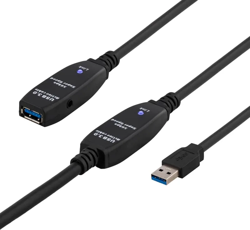 Förlängningskabel Deltaco PRIME aktiv, USB 3.0 Typ A ha till Typ A ho, 2 meter