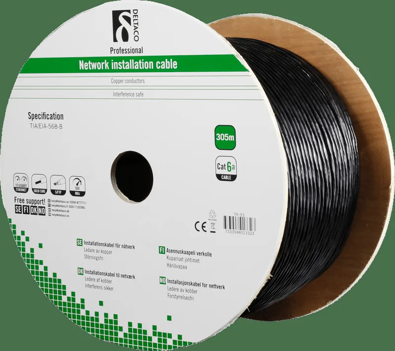 DELTACO S/FTP Cat6a installationskabel