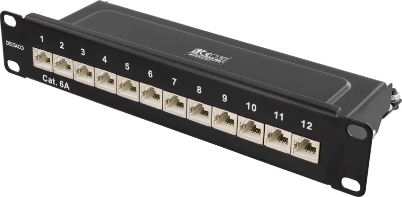 DELTACO PAN-112 patchpanel 1U, 24xRJ45, Cat6