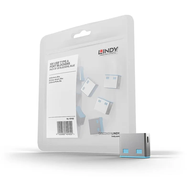 USB Port Blocker Blå 10-pack utan nyckel