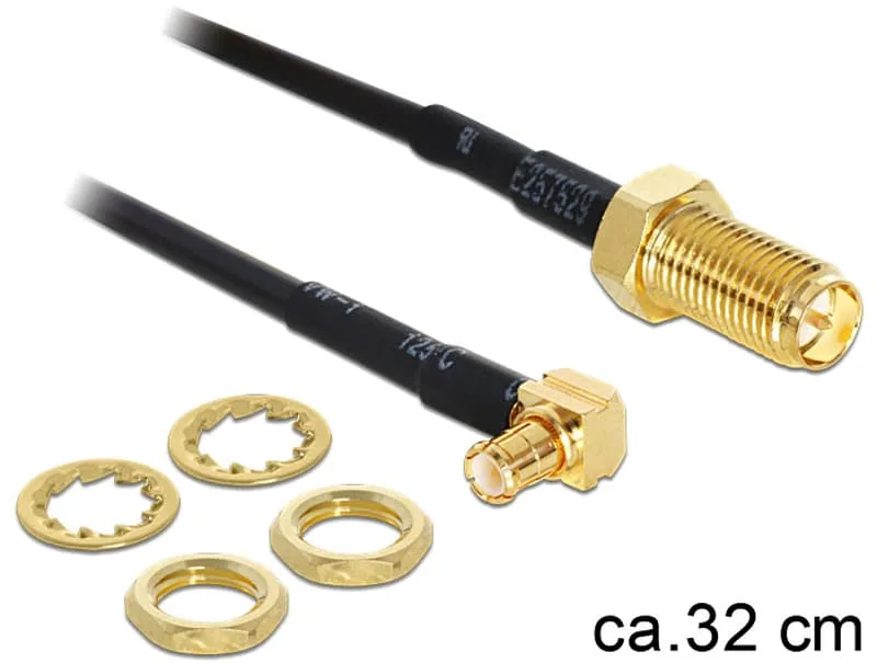 DeLOCK adapter MCX hane till RP-SMA hona, 0,3 m, svart