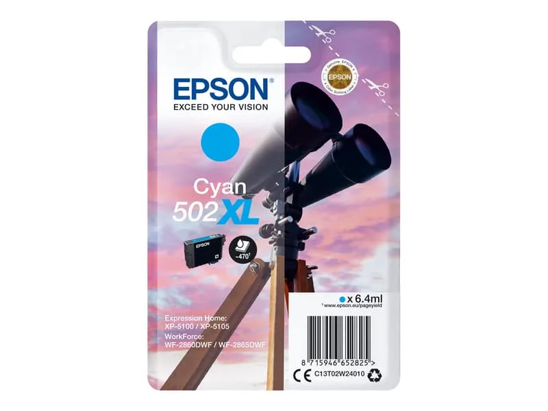 Epson 502XL - hög kapacitet - cyan - original