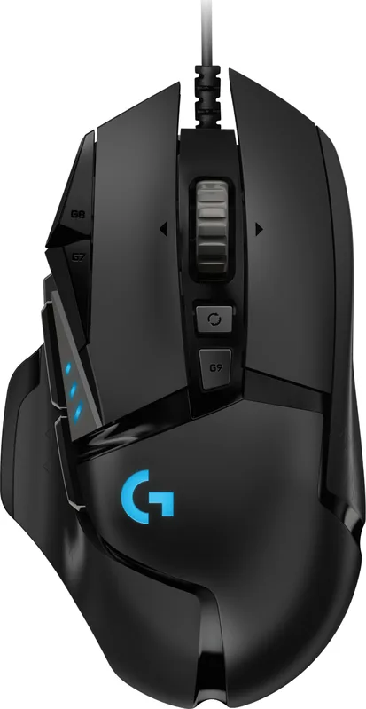 Logitech G502 HERO, 16000 dpi, ställbar vikt, 11 programmerbara knappar, HERO-sensor, Lightsync RGB