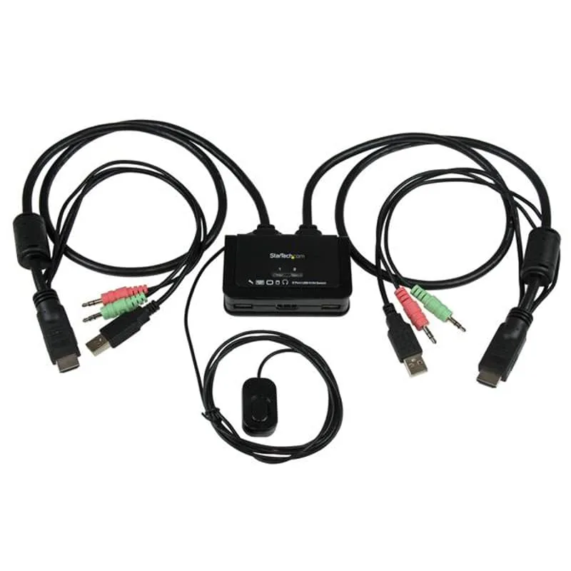 StarTech.com 2 Port USB HDMI Cable KVM Switch with Audio and Remote Switch