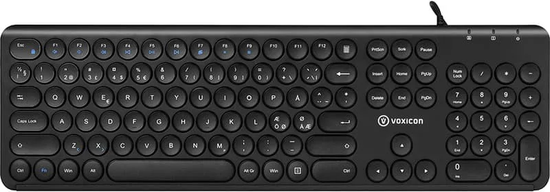 Voxicon Trådad Slim Metal Tangentbord 282W Svart