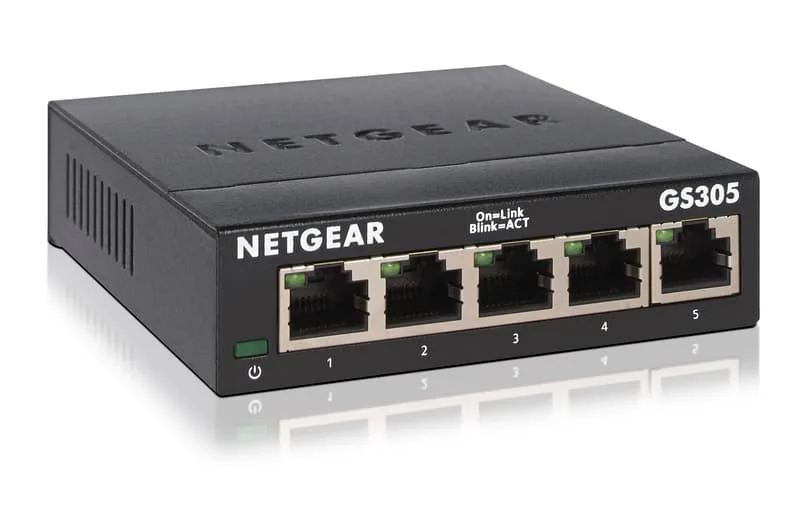 NETGEAR 5-portars Gigabit Ethernet ohanterad switch (GS305)