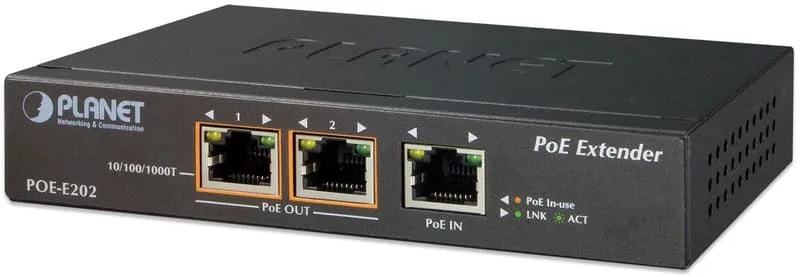 Planet POE-E202 PoE-förlängare, 1 port till 2 portar Gigabit