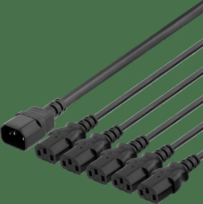 DELTACO - strömdelare - IEC 60320 C14 till power IEC 60320 C13