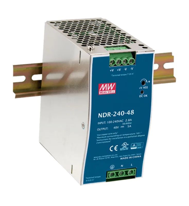 Mean Well nätaggregat 230 VAC/48 VDC 240 W för DIN-skena