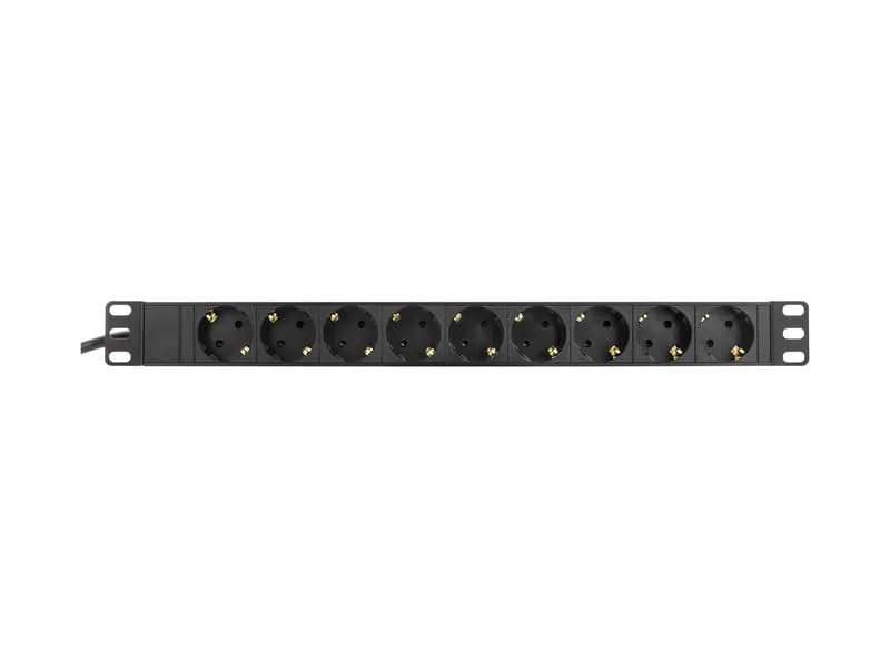 Deltaco grenuttag (PDU), 9 x CEE 7/4, 1 x CEE 7/7, 2 m, svart