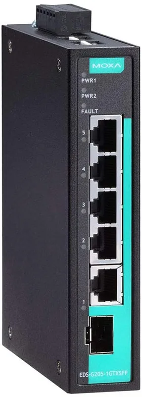 Moxa EDS-G205-1GTXSFP Industriell Ohanterad 5-port Switch