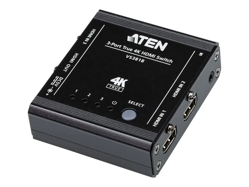 Aten 3-portars äkta 4K HDMI-switch med IR-kontroll