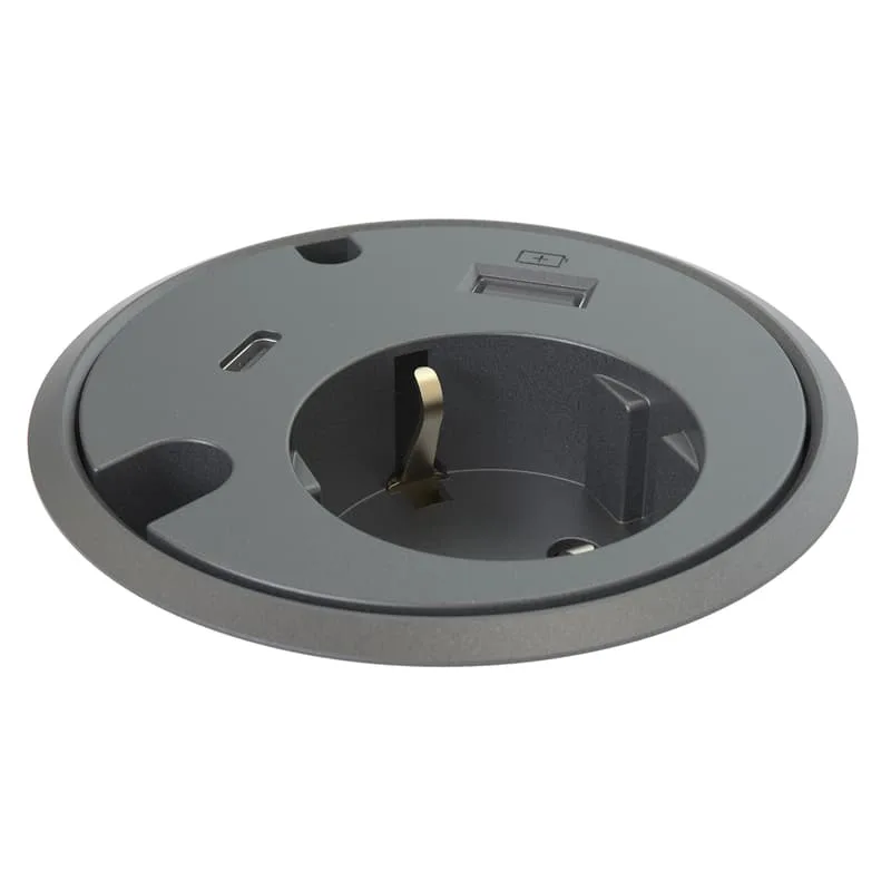 Powerdot 1xEl 1xUSB-A 1xUSB-C 2xGenomföring Svart