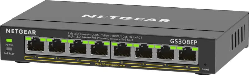 GS308EP 8-Port Gigabit Ethernet Easy Smart Managed PoE+ 62W