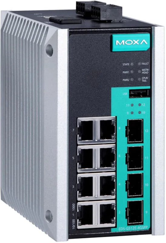 EDS-G512E-8POE-4GSFP-T nätverksswitchar hanterad Gigabit Ethernet (10/100/1000) Grå