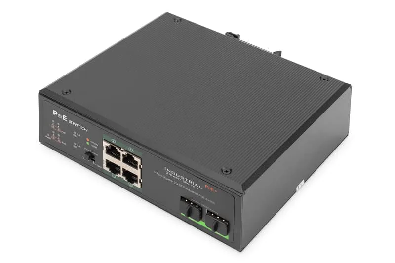 DIGITUS DN-651109 industriswitch, 4 portar, PoE