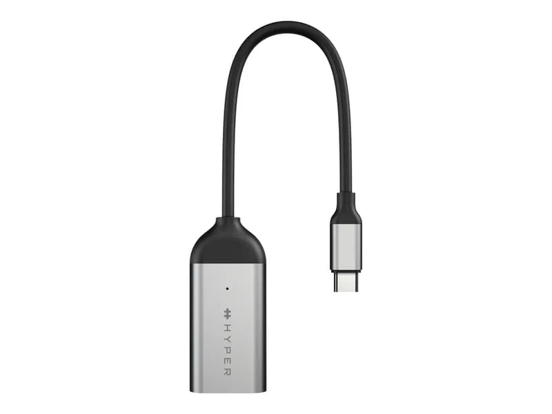 Hyper HD-H8K USB-C till HDMI-adapter, rostfritt stål