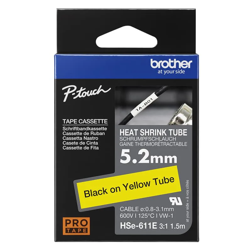 Tape Krympslang 5,2mm HSe-611E Svart/Gul