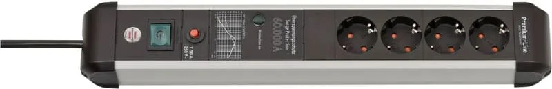 Brennenstuhl 1391010400 förlängningssladdar 3 m 4 AC-utgångar inomhus Svart, Silver