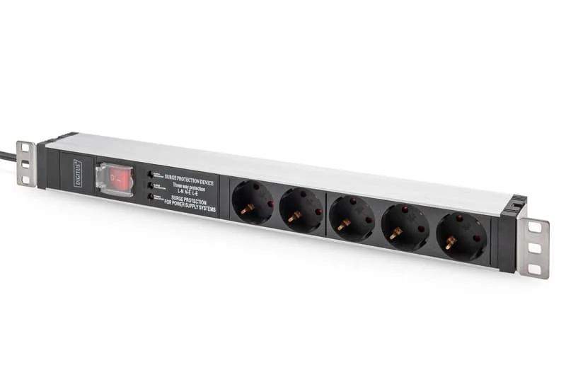 Strömuttag Med Aluminiumprofil Switch 5xCEE 7/3 16A 2m Kabel CEE 7/7