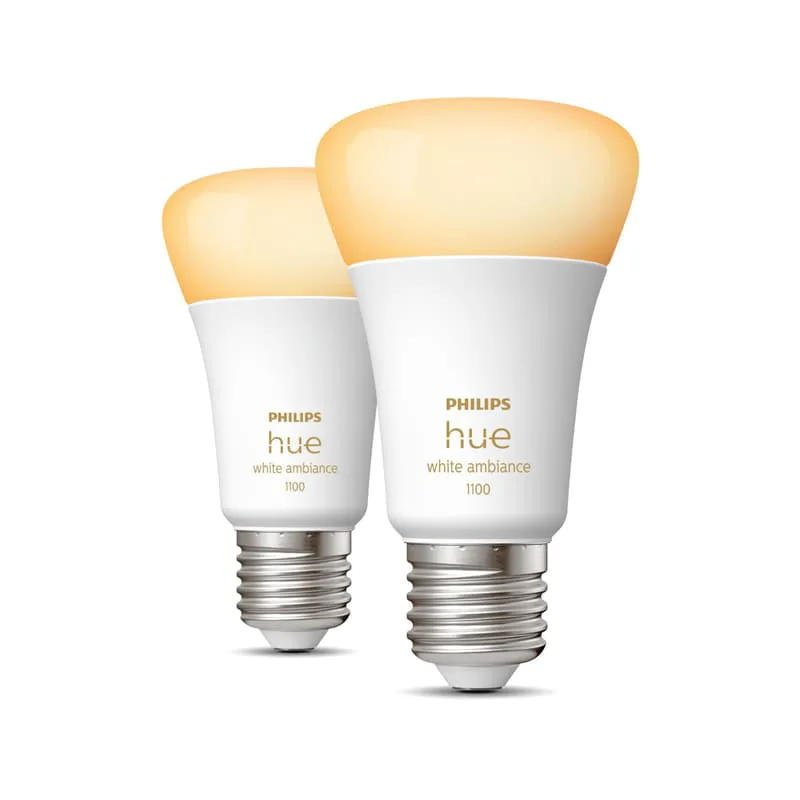 Hue White ambiance A60 – E27 smart ljuskälla – 1100 (2-pack)
