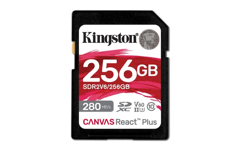 Secure Digital SDXC 256 GB Kingston Canvas React Plus V60, 280/150 MB/sek, Class 10, UHS-II U3