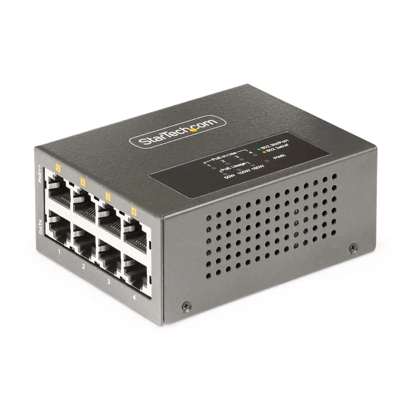 4-Port 5G PoE++ Injector 160W Wall/DIN Rail Mount