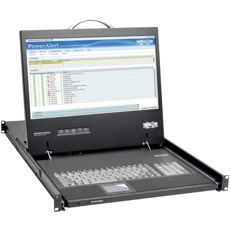 Eaton Tripp Lite Series Rack Console 1URM DVI, VGA for KVM Switch, 19" LCD 1080p Rackmount TAA