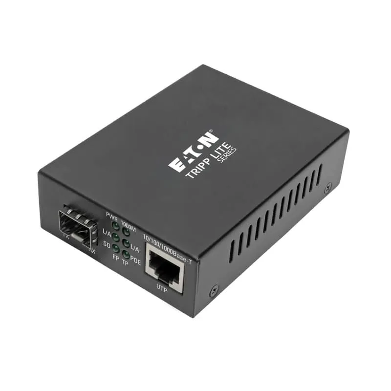 Gigabit SFP PoE+ Fiber to Ethernet Media Converter