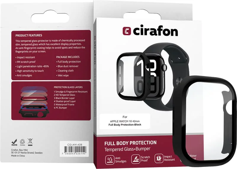 Cirafon Heltäckande 3D-skärmskydd för Apple Watch 10/11