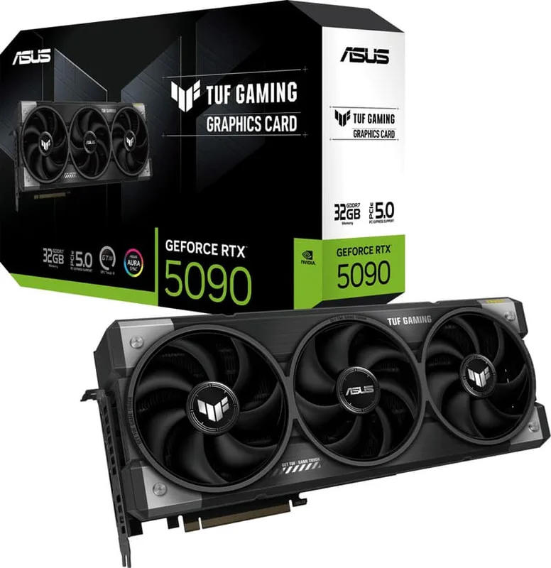 ASUS TUF Gaming GeForce RTX 5090 32 GB GDDR7 spelgrafikkort (Nvidia GeForce RTX5090, 3,6-kortsdesign, PCIe 5.0, 2X HDMI 2.1b, 3X DisplayPort 2.1a, TUF-RTX5090-32G-GAMING)