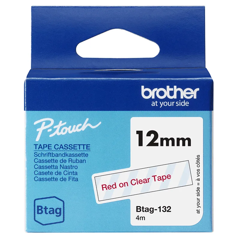 Tape BTag-132 12mm Röd/Transparent