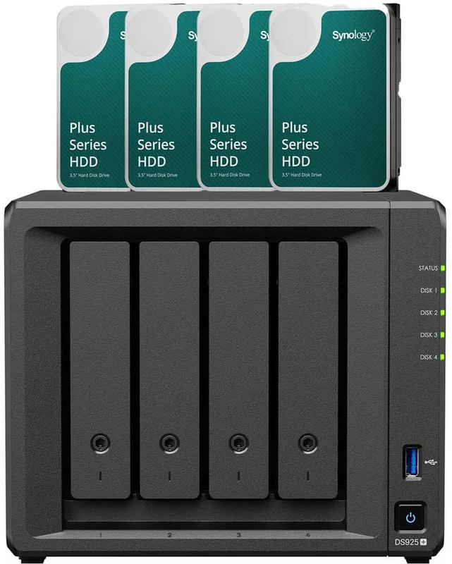 Synology DiskStation DS925+, NAS, Ryzen Embedded, V1500B, 4 GB, DDR4, 0 TB