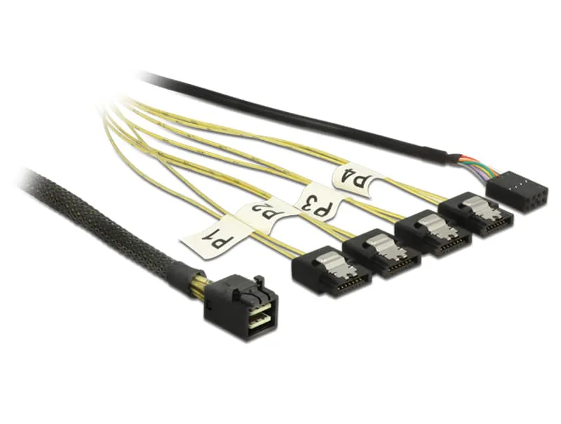 Delock Mini-SAS HD SFF-8643 to 4xSATA Reverse 0.5m
