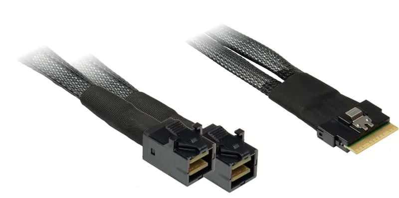 Inter-Tech SFF-8654 till 2 x SFF-8643 adapterkabel, 0,75 m
