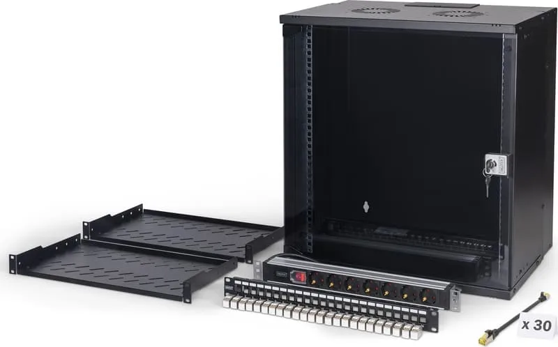 Digitus DN-49207-SET nätverksrack 12U, väggmonterat, svart