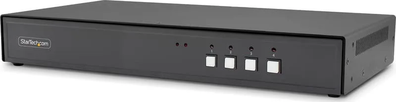 StarTech.com Säker 4-portars KVM-switch, HDMI eller DisplayPort, 4K 60 Hz, NIAP-godkänd stationär KVM, metallhölje, CAC-port, TAA-kompatibel